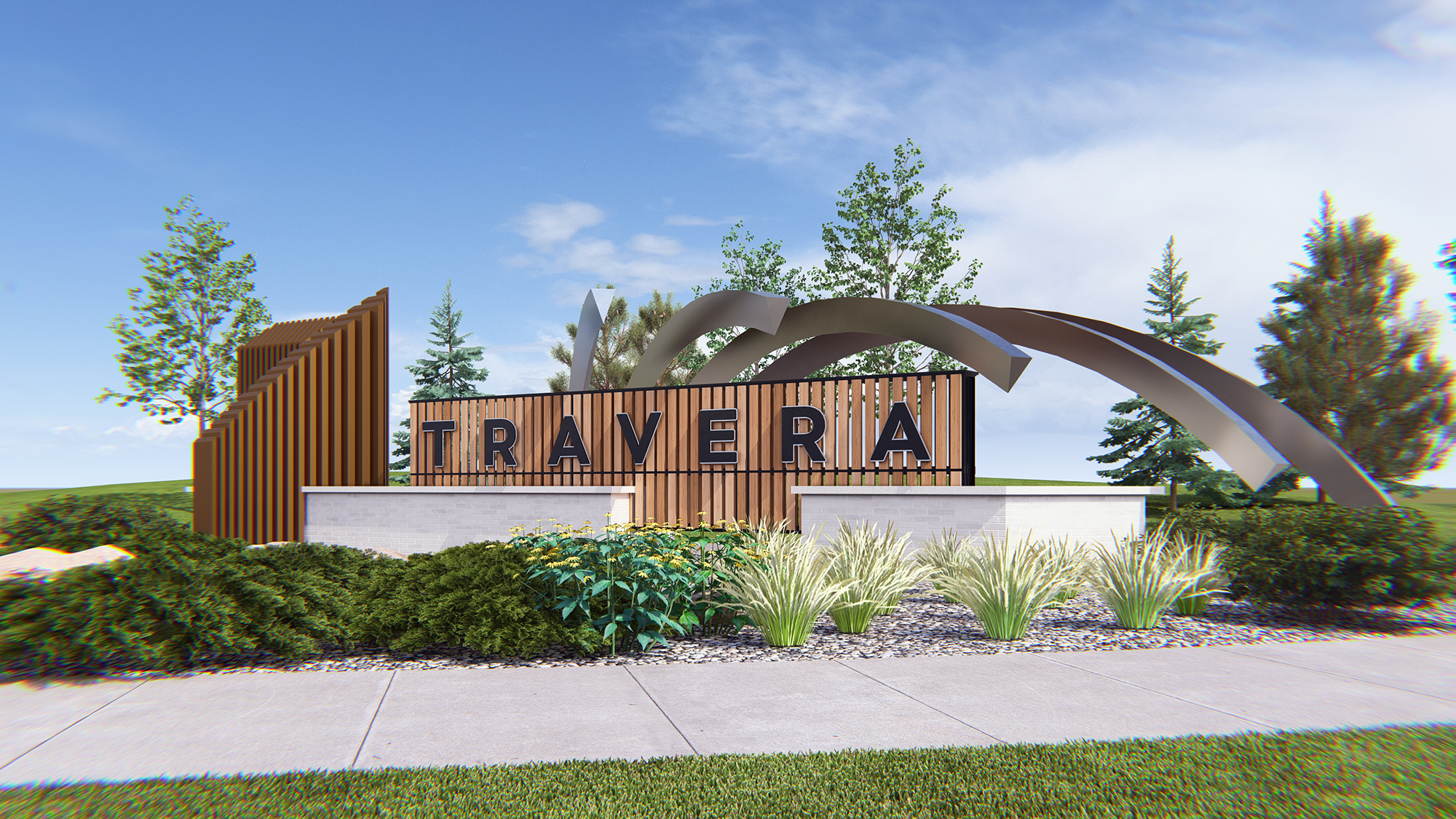 Photorealistic 3D entry monument rendering