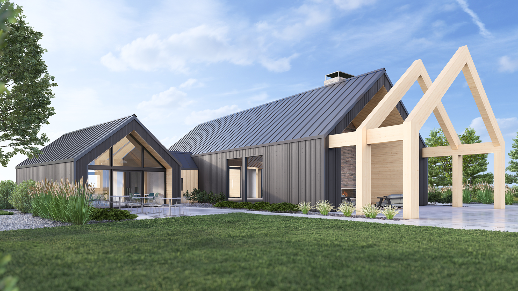 Community Center 3D architectural rendering 