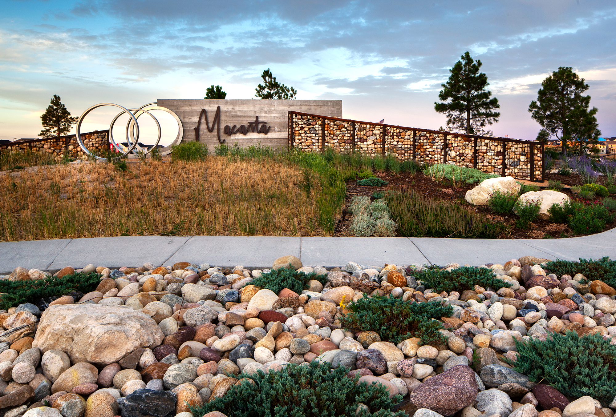 Entry monumentation at Macanta, a master planned community in Castle Rock