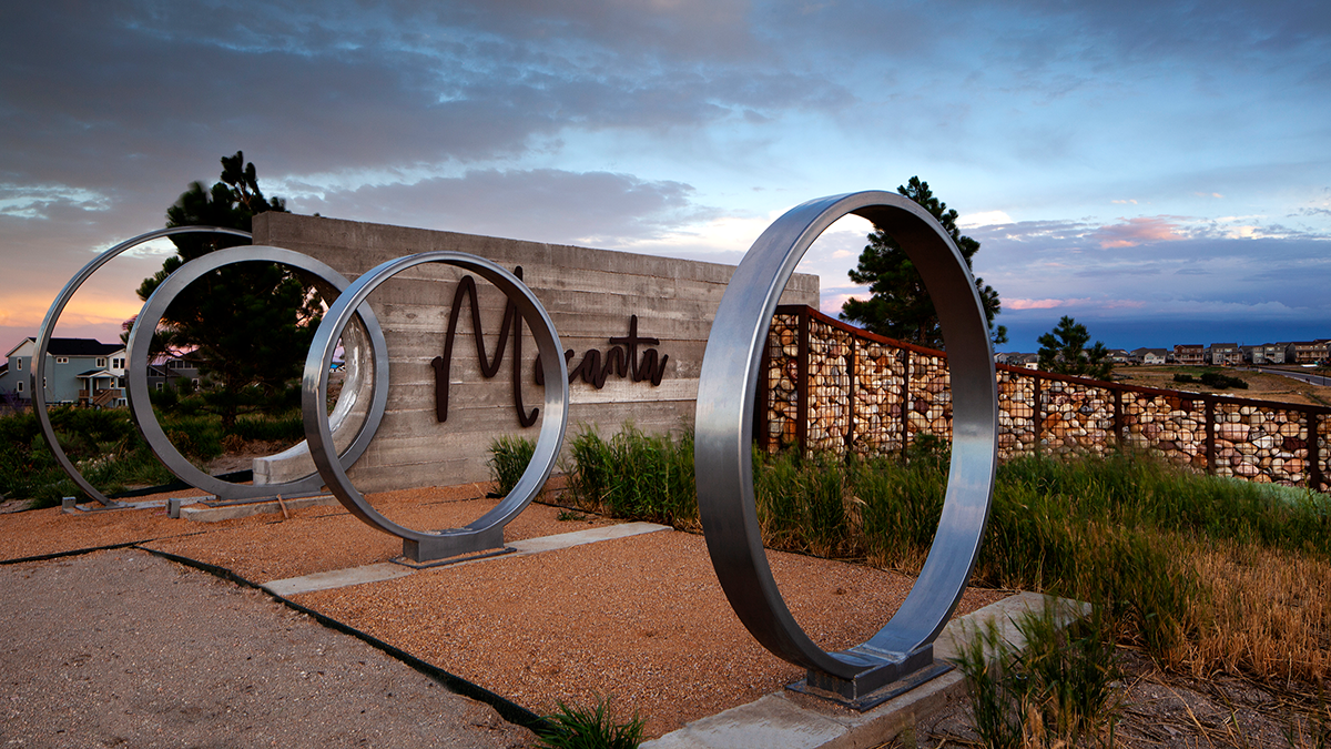 Entry monumentation at Macanta, a master planned community in Castle Rock