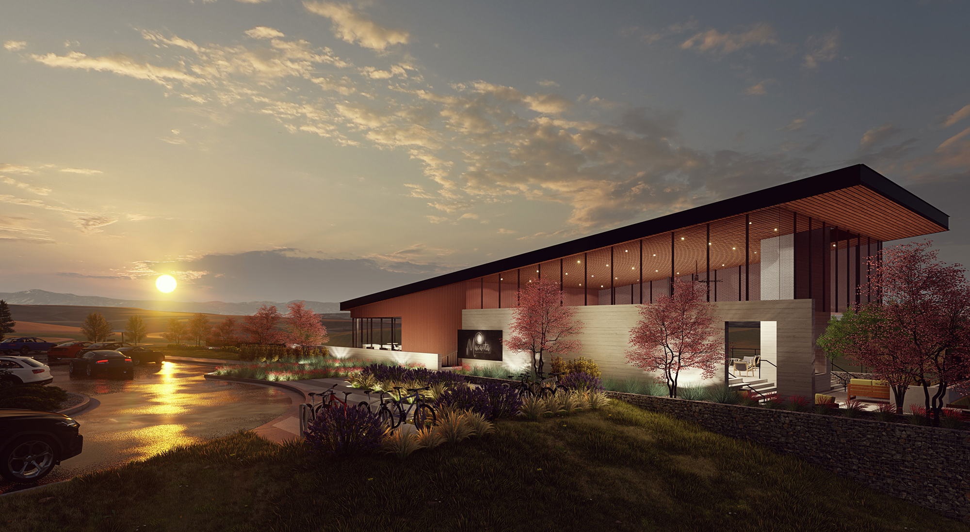 Photorealistic architectural rendering of the Spoke at Macanta, a master planned community in Castle Rock