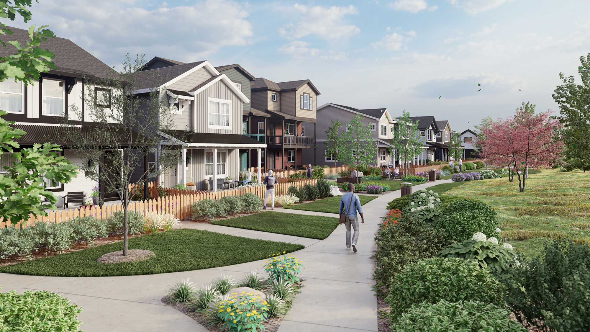 Photorealistic community perspective of Roger's Farm 