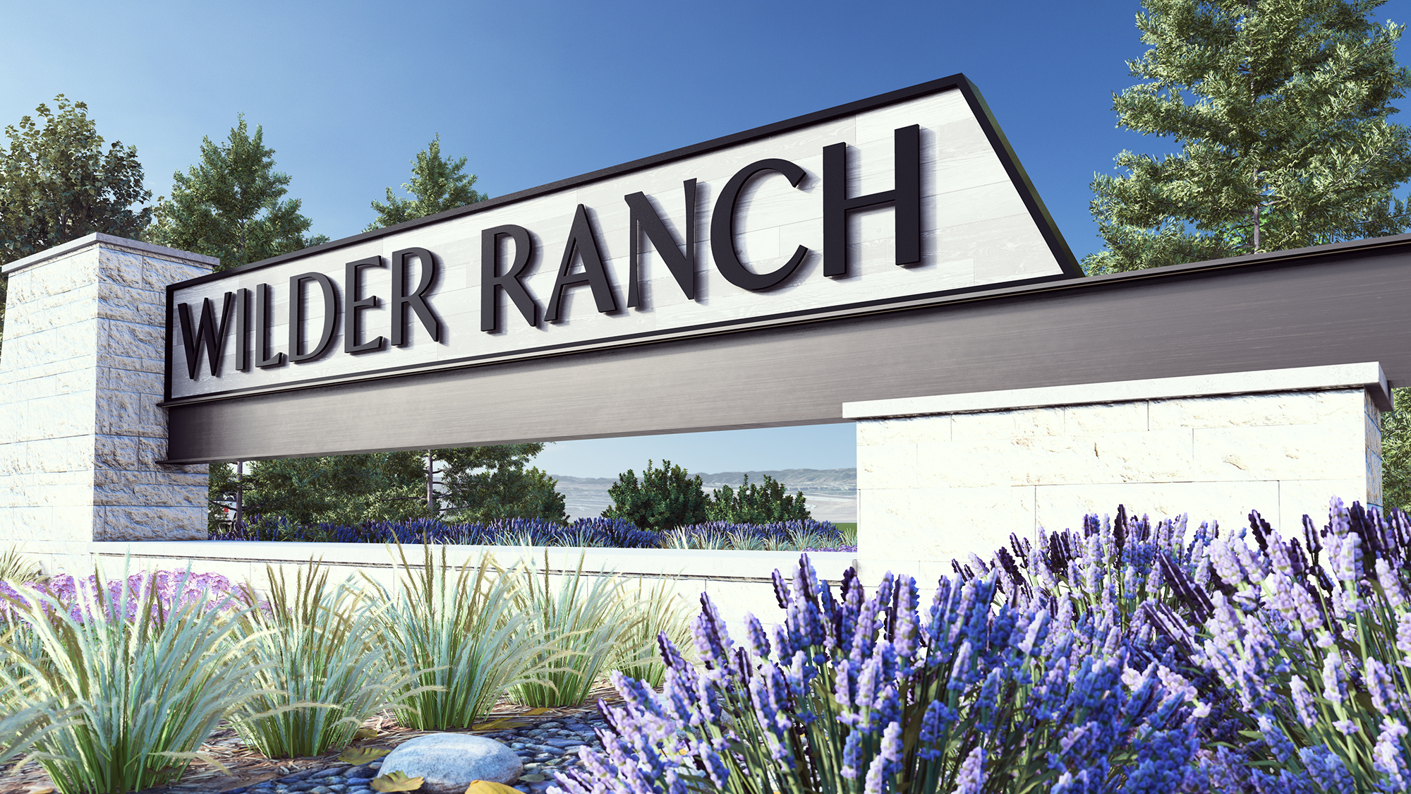 Photorealistic 3D entry monument rendering