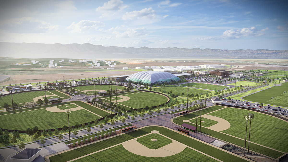 Photorealistic 3D architectural visualization of Zebulon Regional Sports Complex