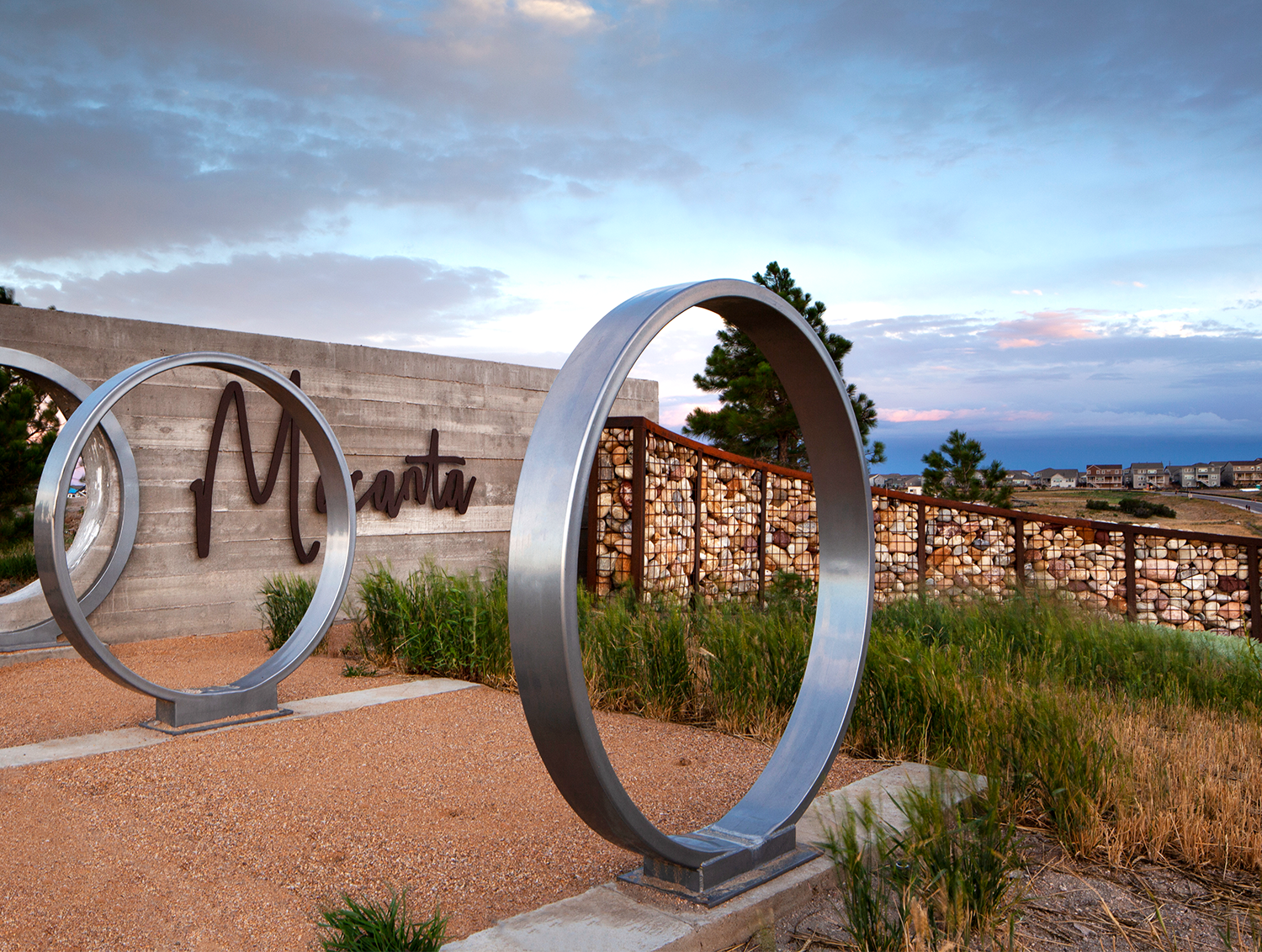 Entry monumentation at Macanta, a master planned community in Castle Rock