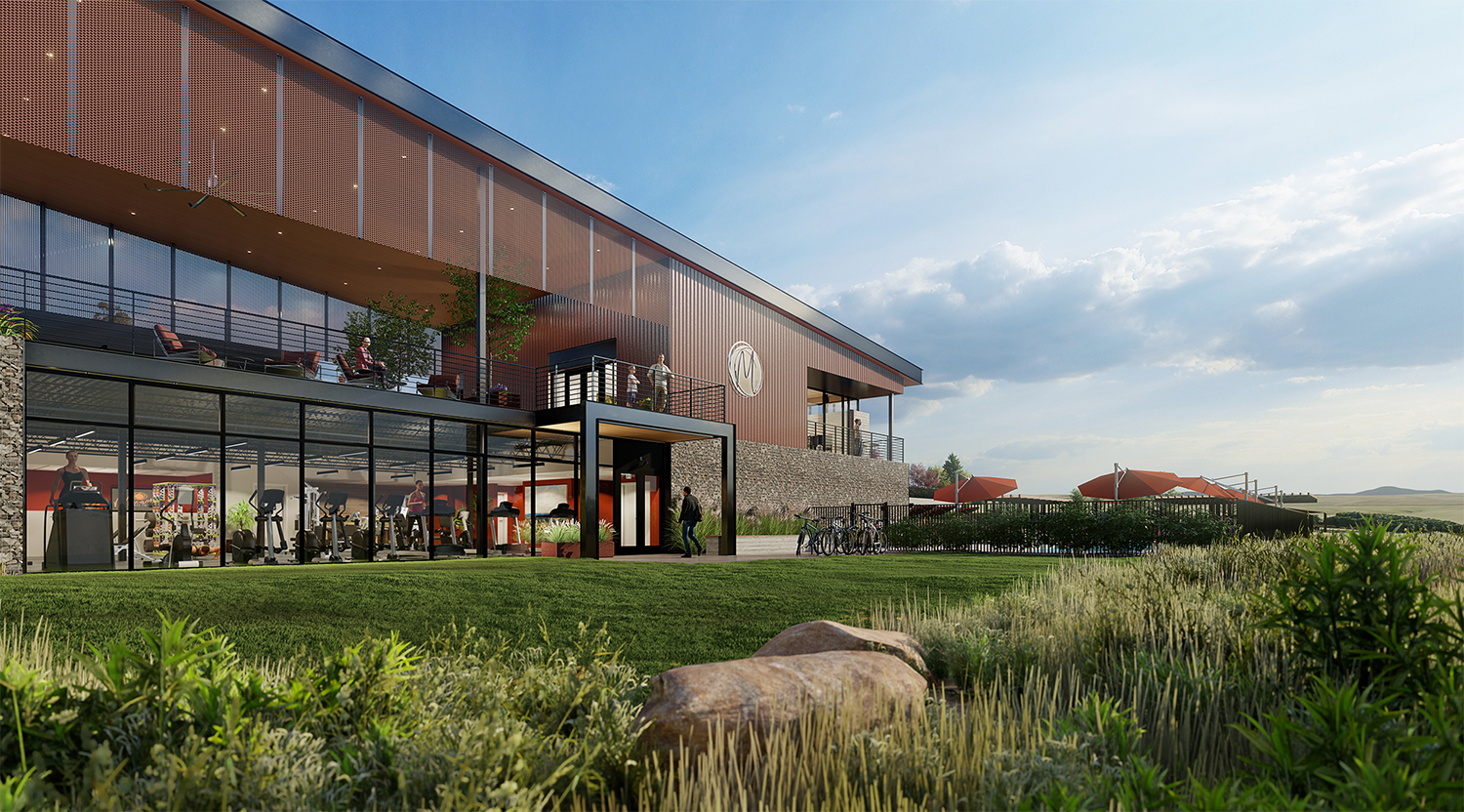Photorealistic architectural rendering of the Spoke at Macanta, a master planned community in Castle Rock