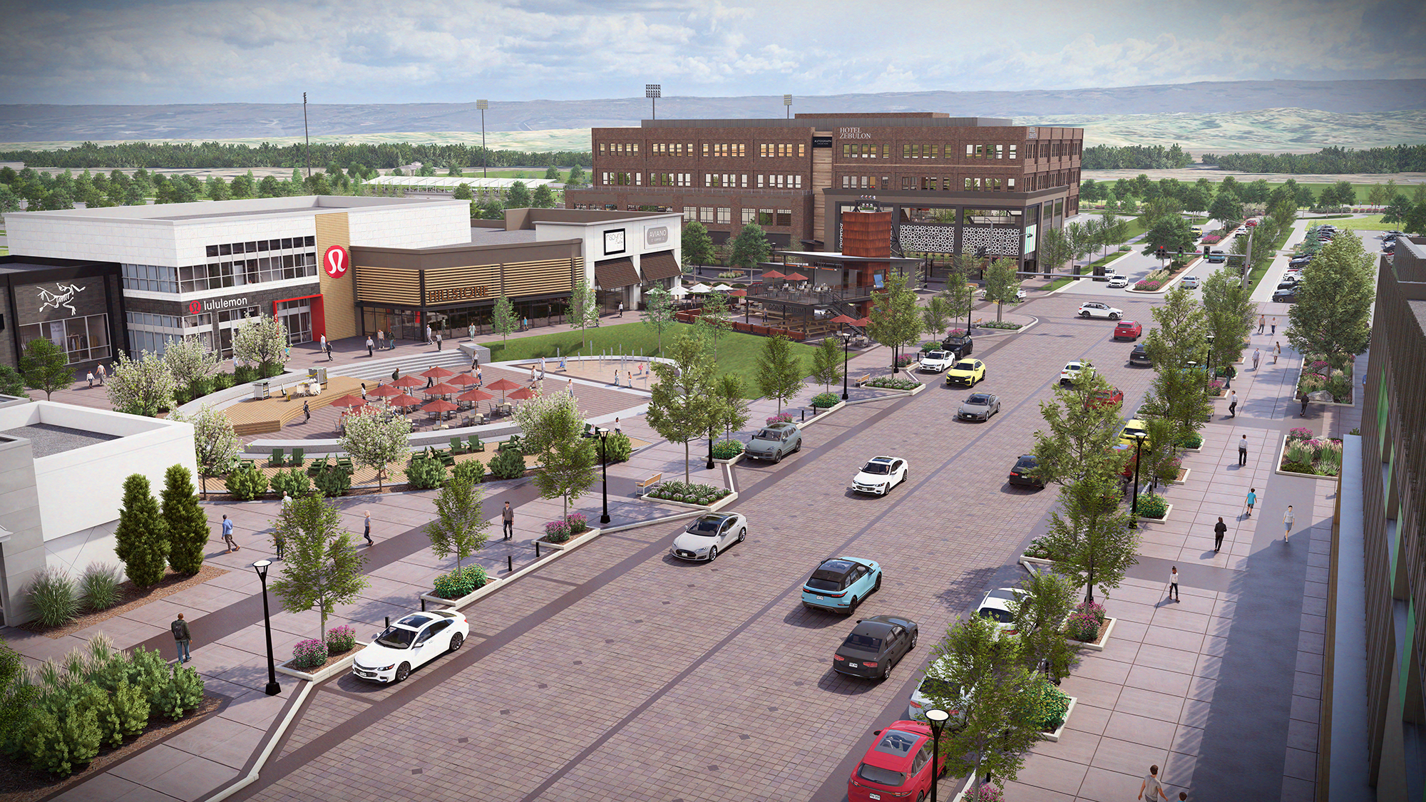 Photorealistic 3D architectural visualization of Zebulon Regional Sports Complex