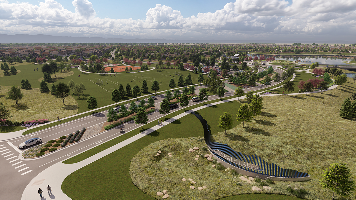 Photorealistic 3D visualization of Timnath Lakes entry 