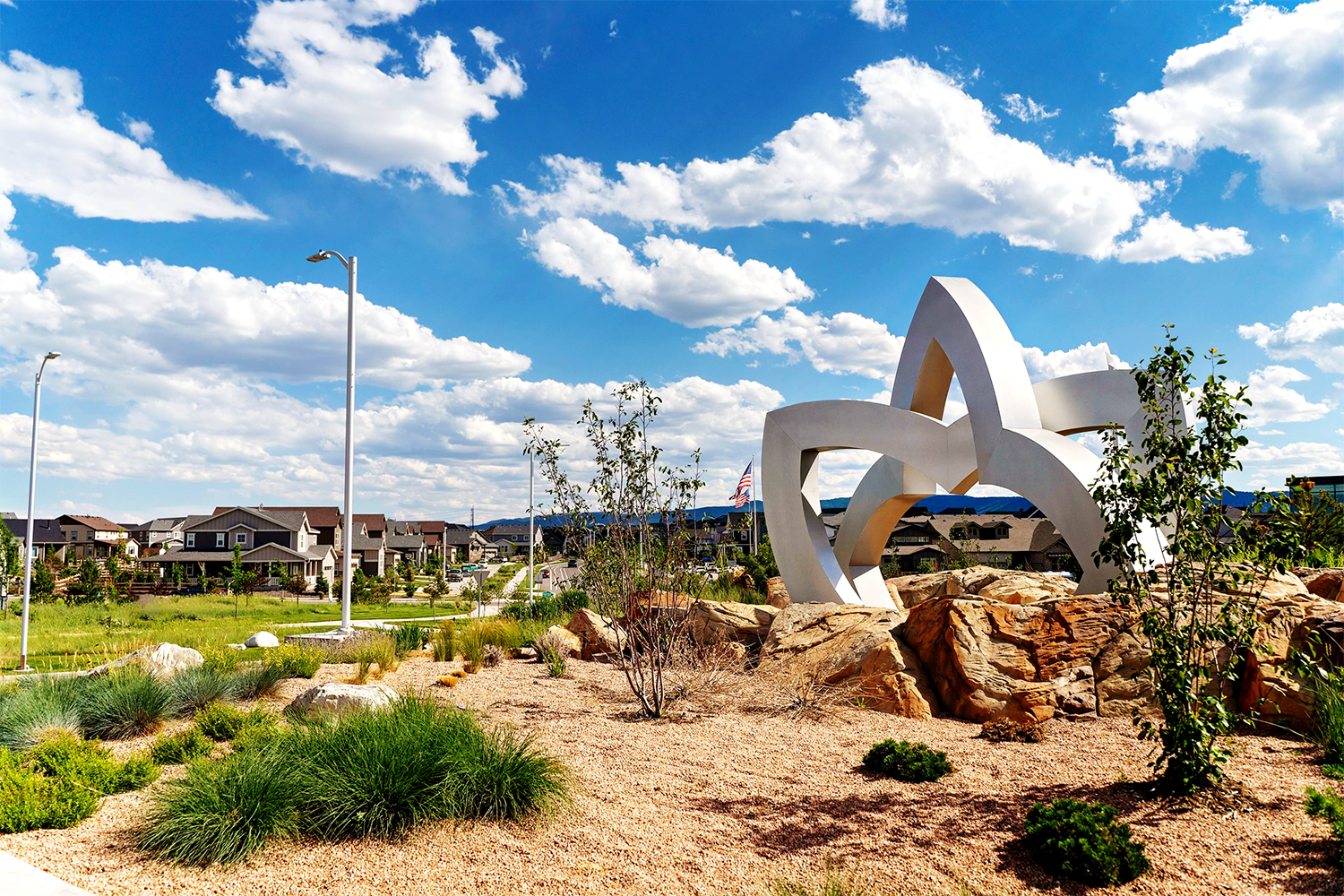 Entry monumentation at Sterling Ranch, a master planned community in Douglas County, Colorado