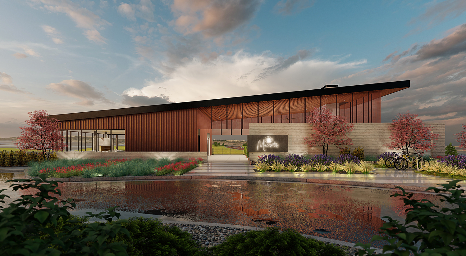 Photorealistic architectural rendering of the Spoke at Macanta, a master planned community in Castle Rock