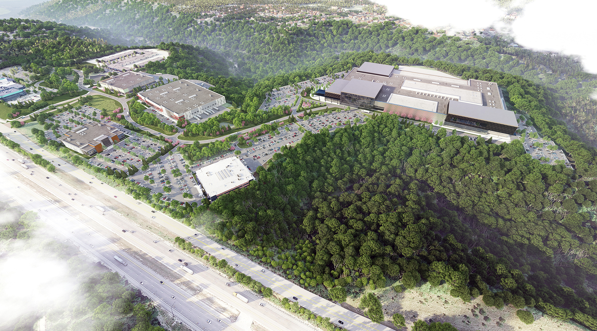 Photorealistic bird's eye view architectural visualization 