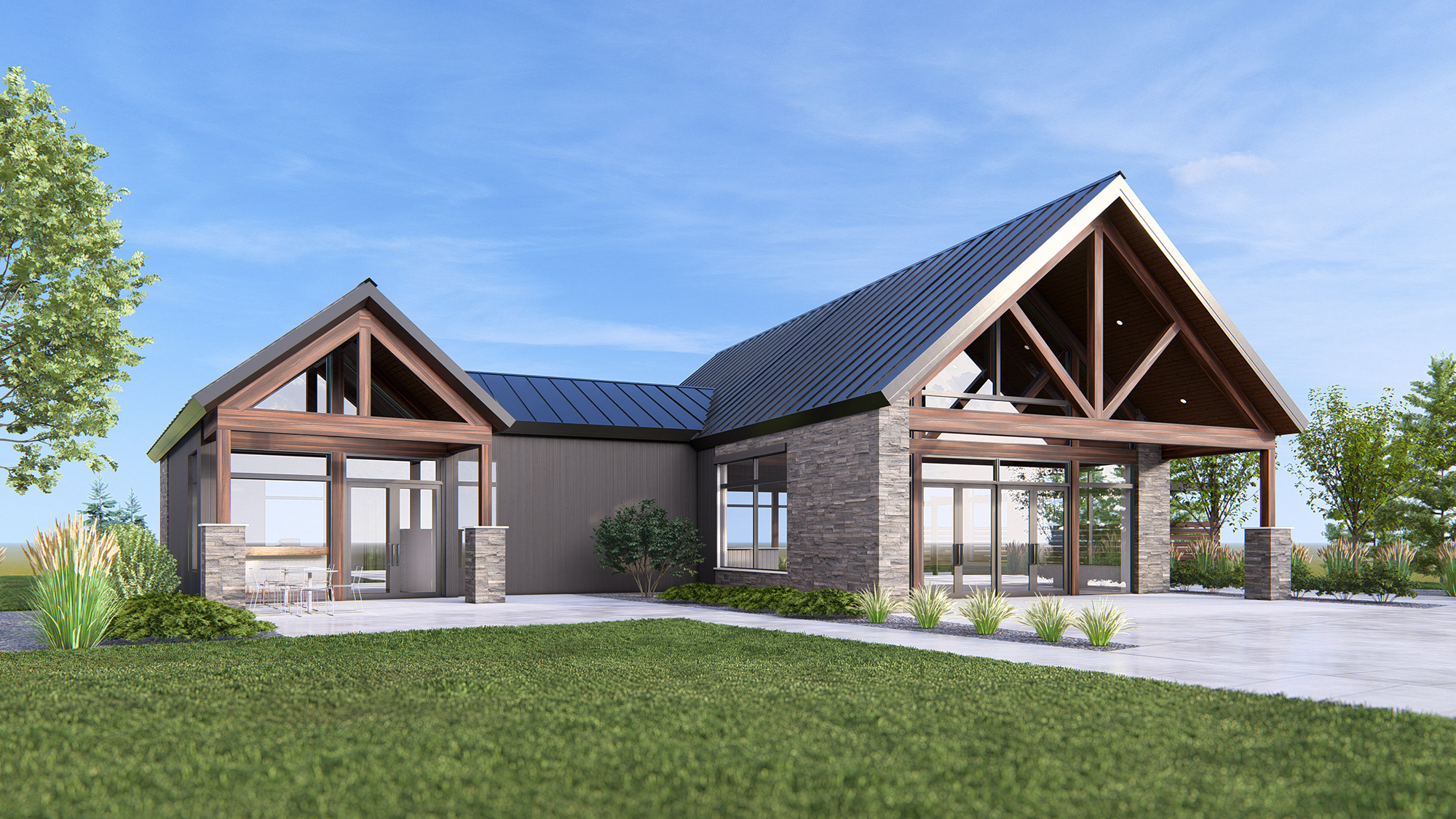 Community Center 3D architectural rendering 