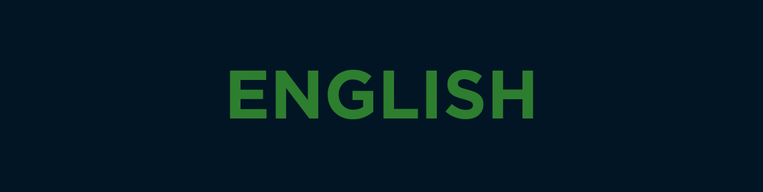 The word 'ENGLISH' written in green capital letters on a dark background.