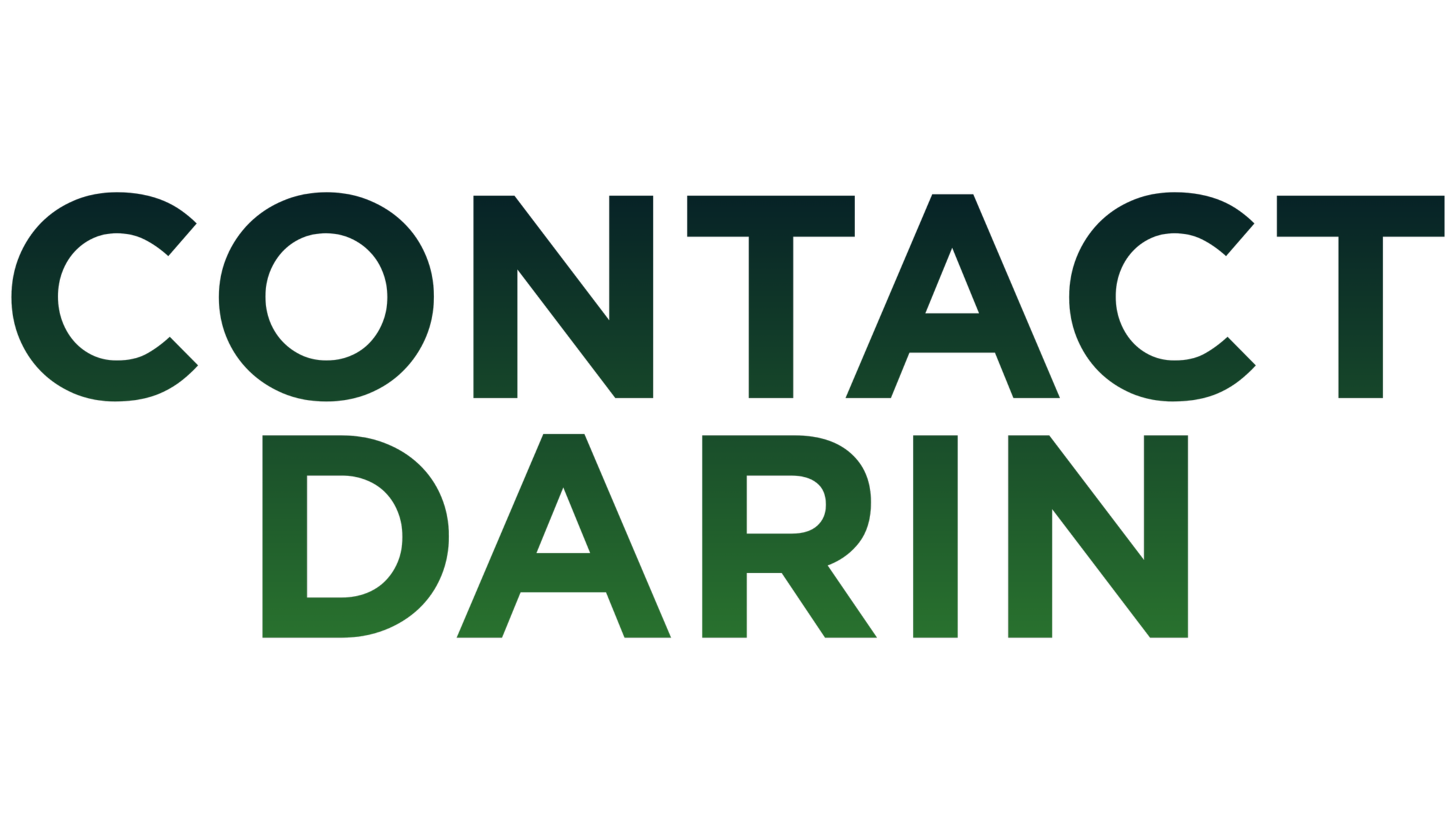 The text 'CONTACT DARIN' in large, gradient green letters on a black background.