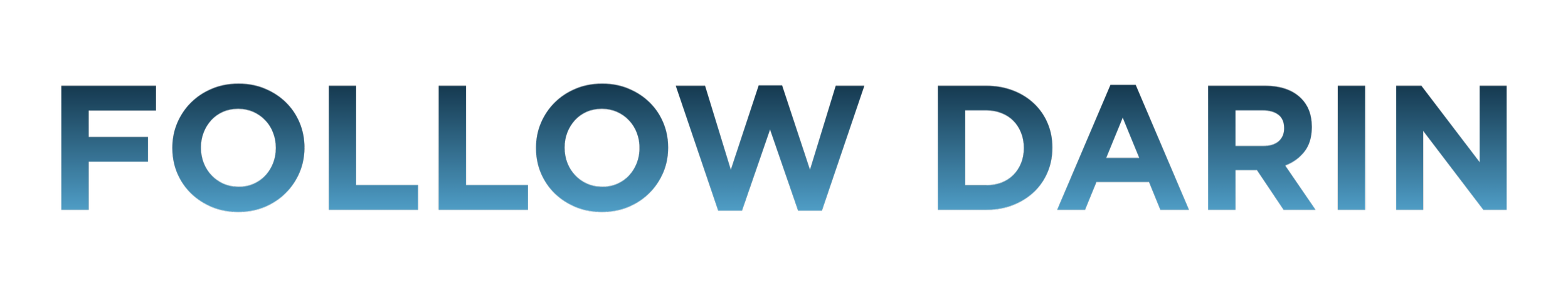 The text 'FOLLOW DARN' in blue gradient capital letters on a black background.