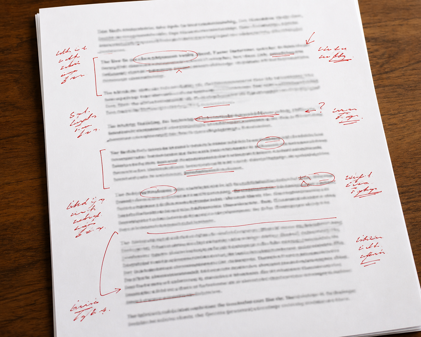 A document with red markups