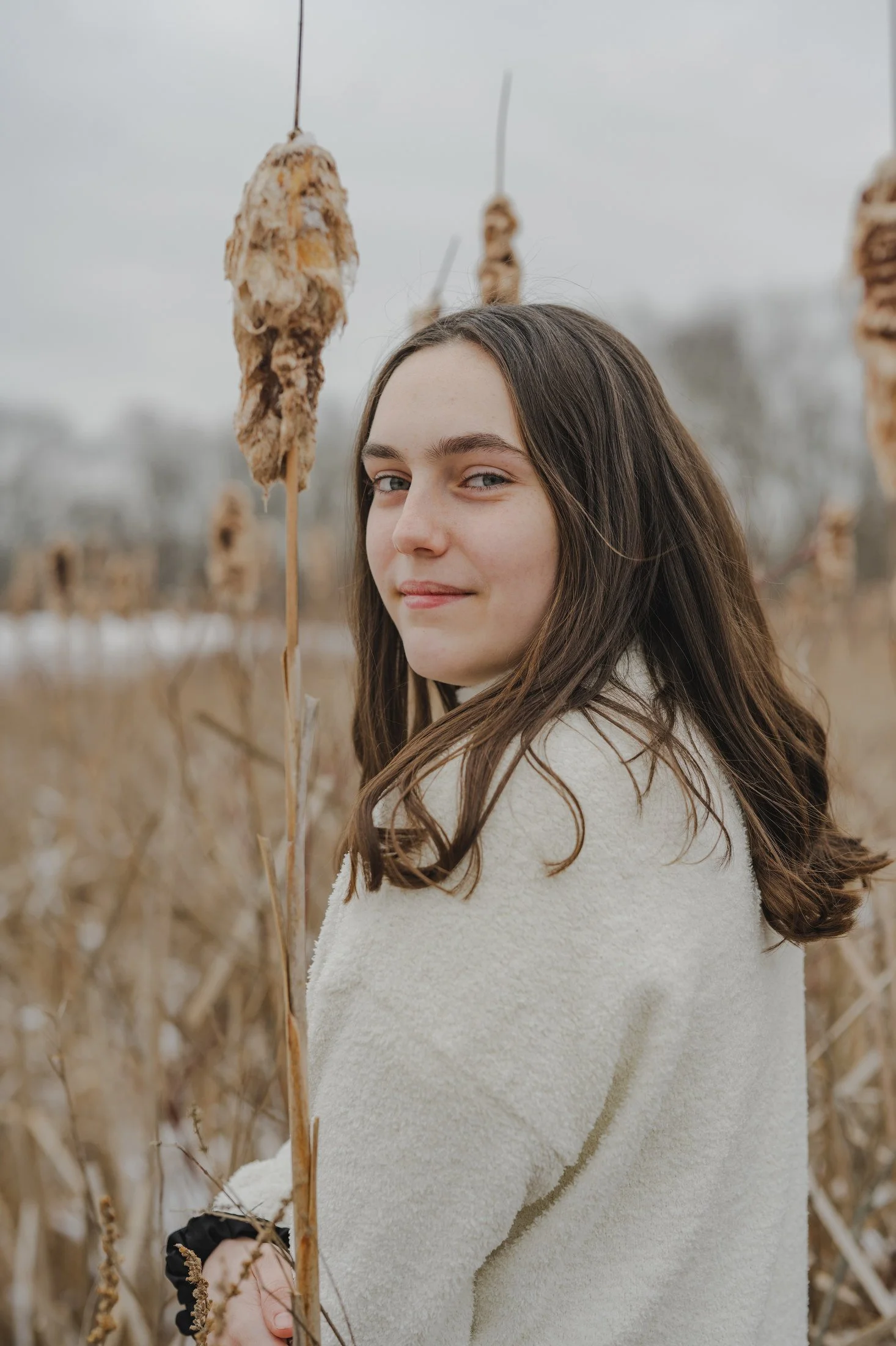 Winter Senior Session at Beaver Brook Reservation in Belmont