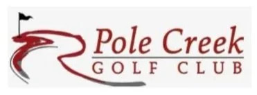 Pole Creek Golf Club logo with stylized golf course and flag.