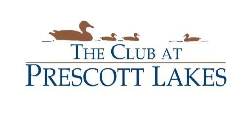 Logo for The Club at Prescott Lakes featuring silhouetted ducks swimming