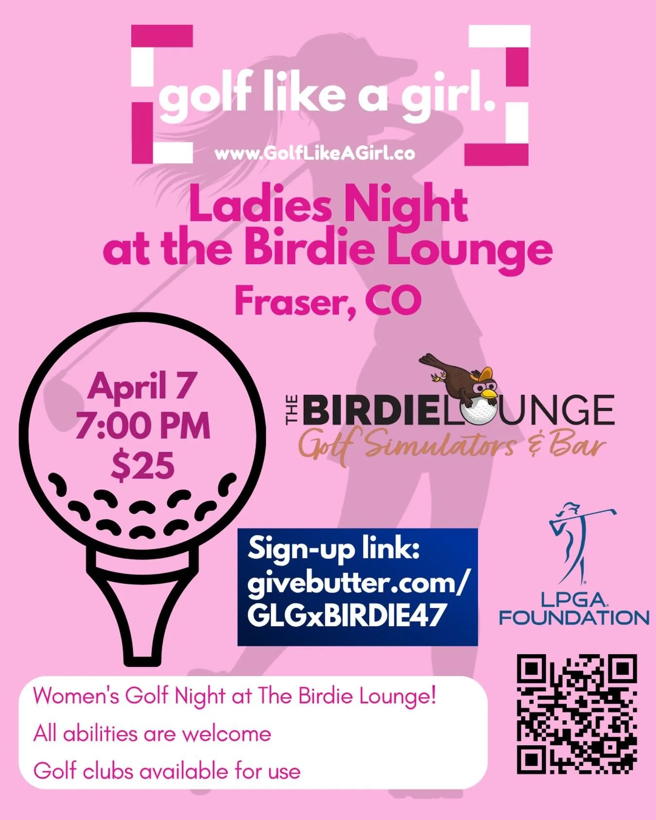 Ladies night at the Birdie lounge! Check it out. Givebutter.com/GLGxBirdie47⛳️🏌️&zwj;♀️💕