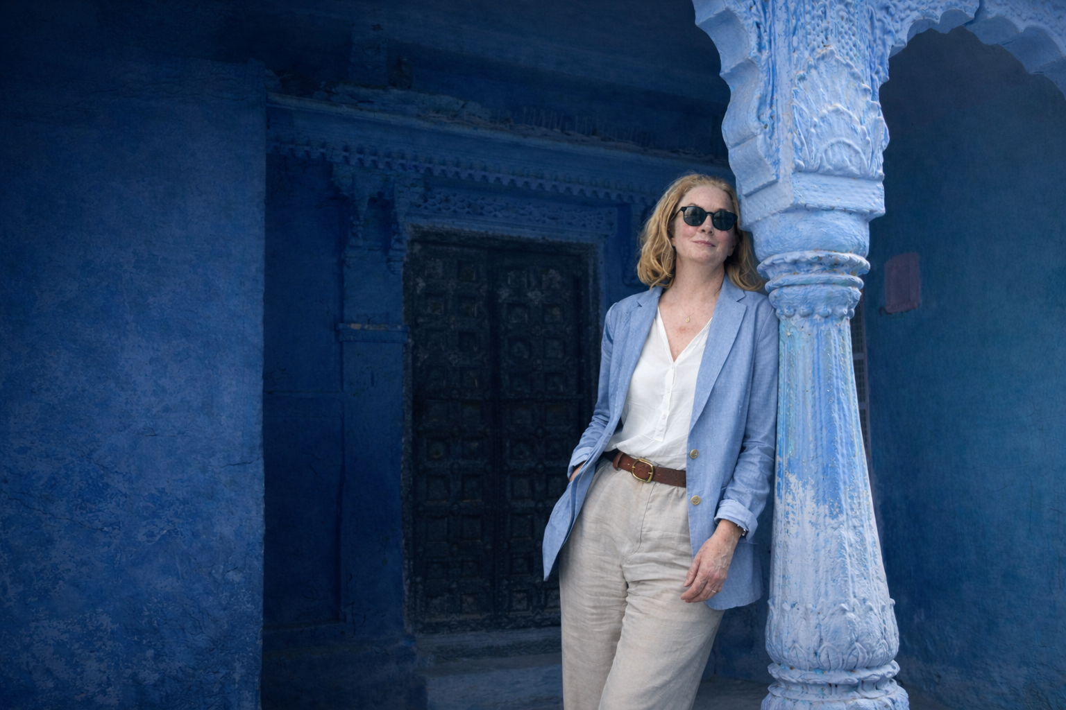 Bernadette O’Farrell in Jodhpur’s Blue City, Rajasthan - founder of India with Bernadette private travel