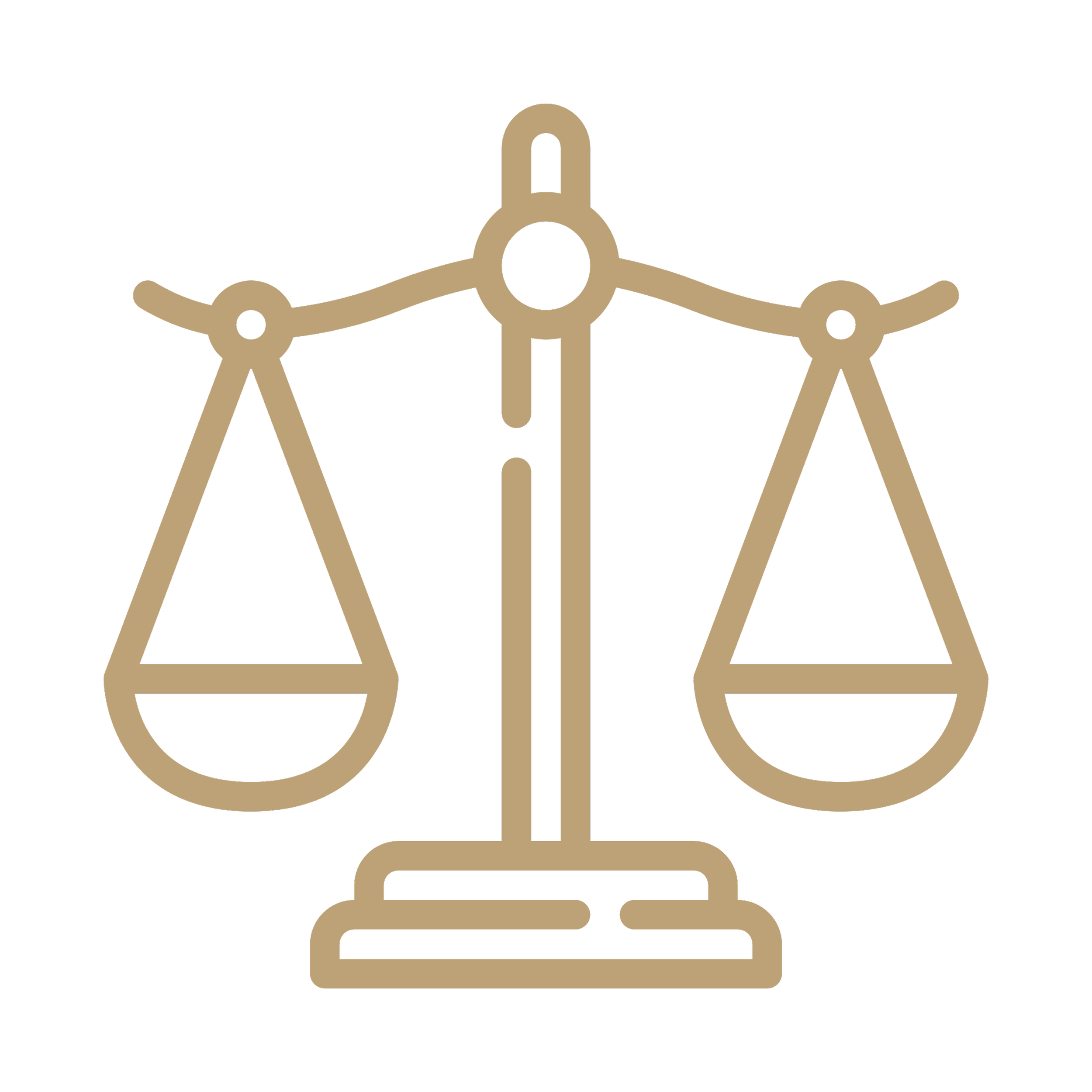 Icon of balanced scales, representing justice or law.