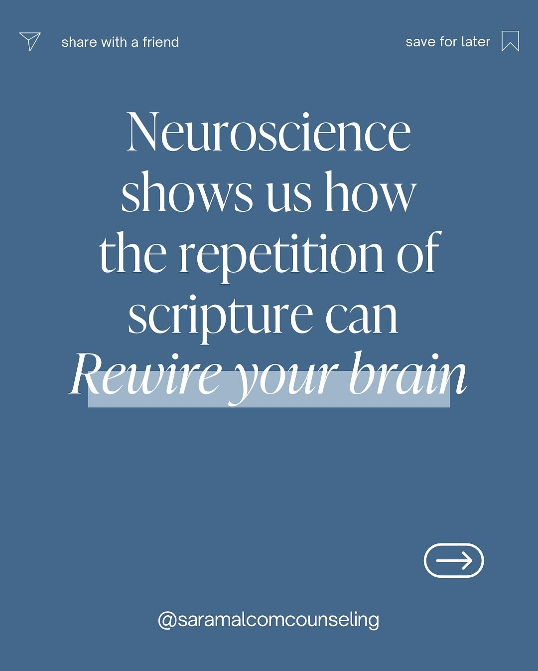 Neuroscience shows that repeating scripture can literally rewire our brain 🧠 

#neuroscienceandfaith #arizonatherapist #arizonachristiantherapist #iowamentalhealthprofessionals #christiantherapistsofinstagram #emdrtherapist