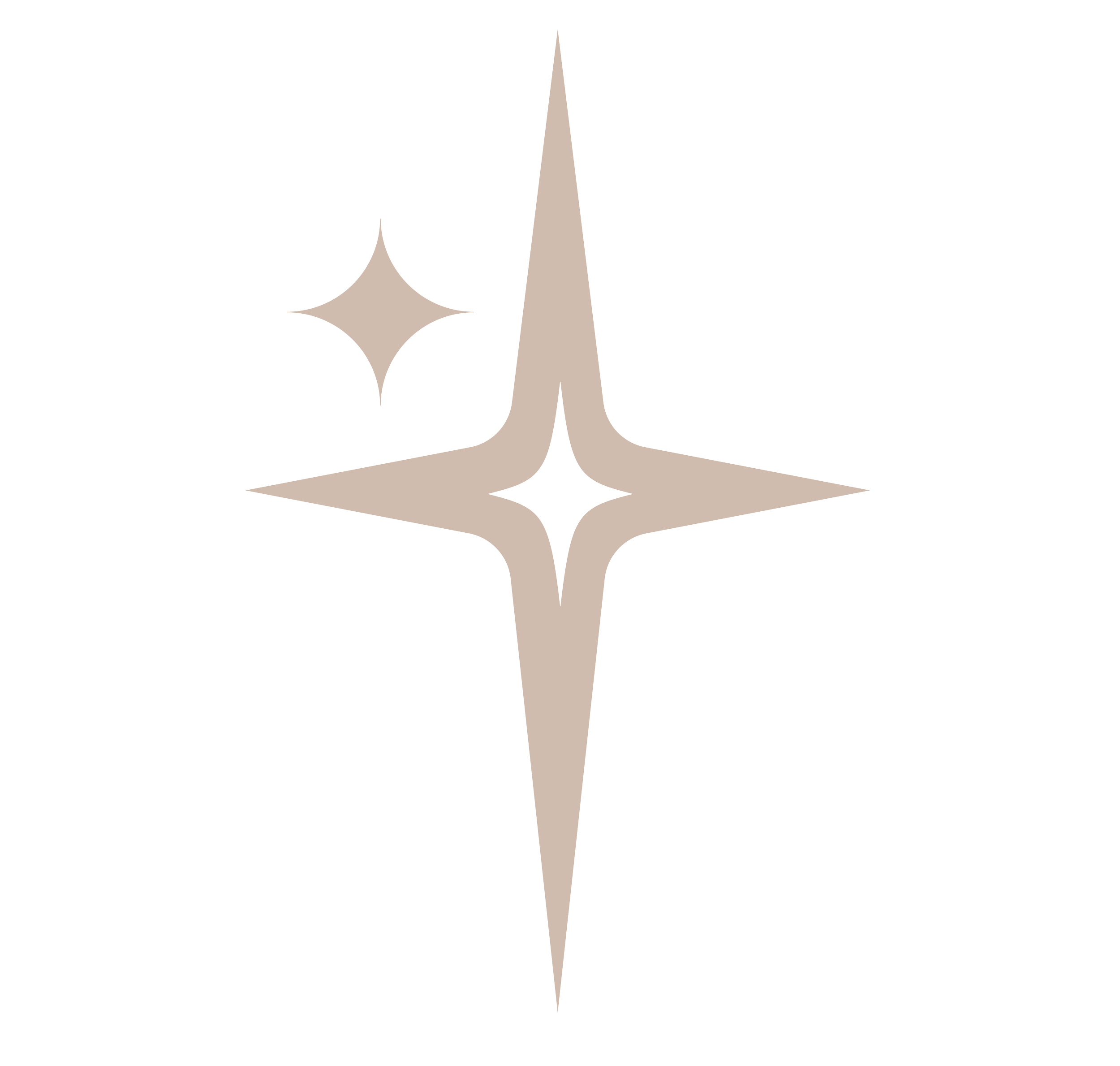 A fancy truck sticker on a black vehicle with a stylized beige-colored star in the background.
