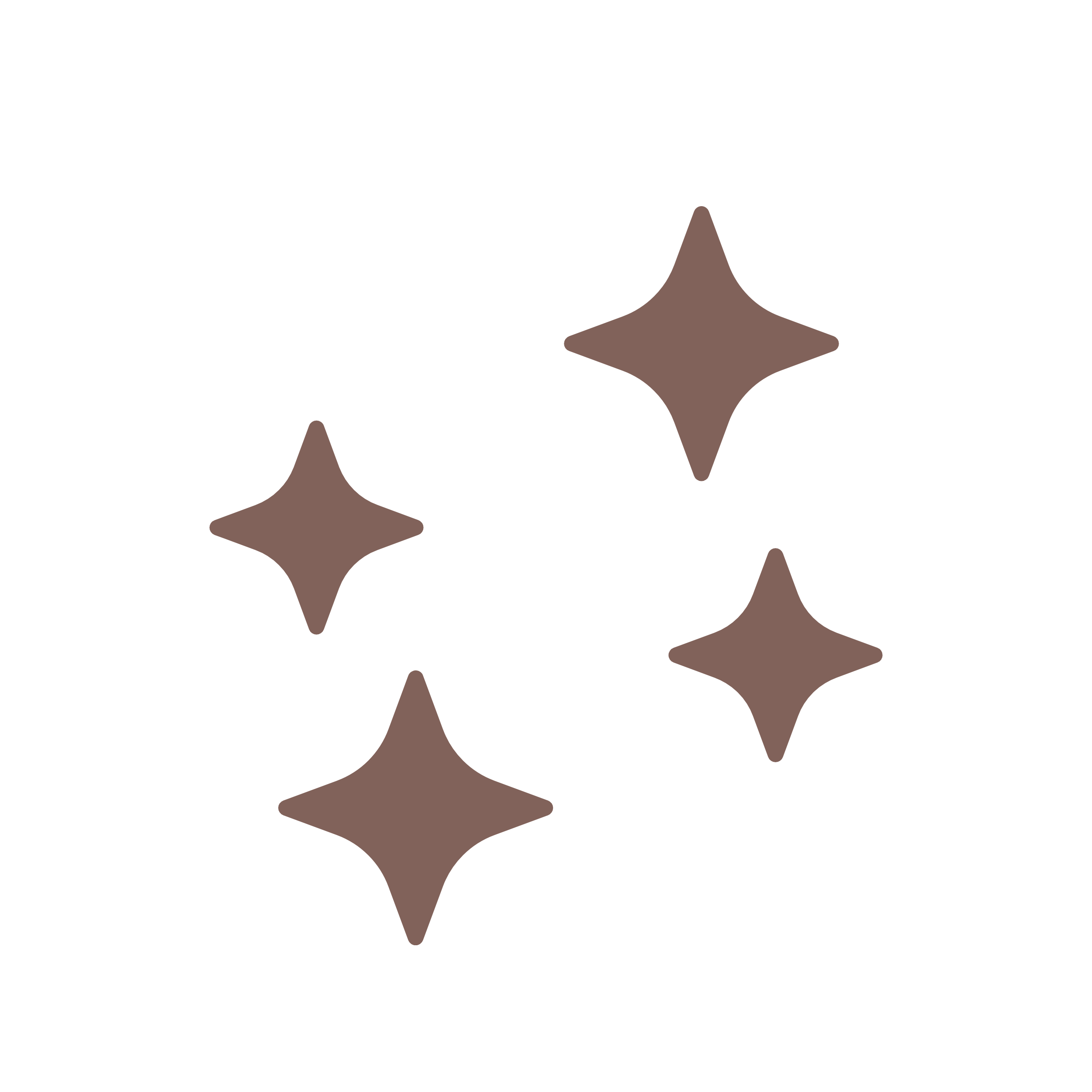 A pattern of abstract star shapes in shades of brown on a black background.