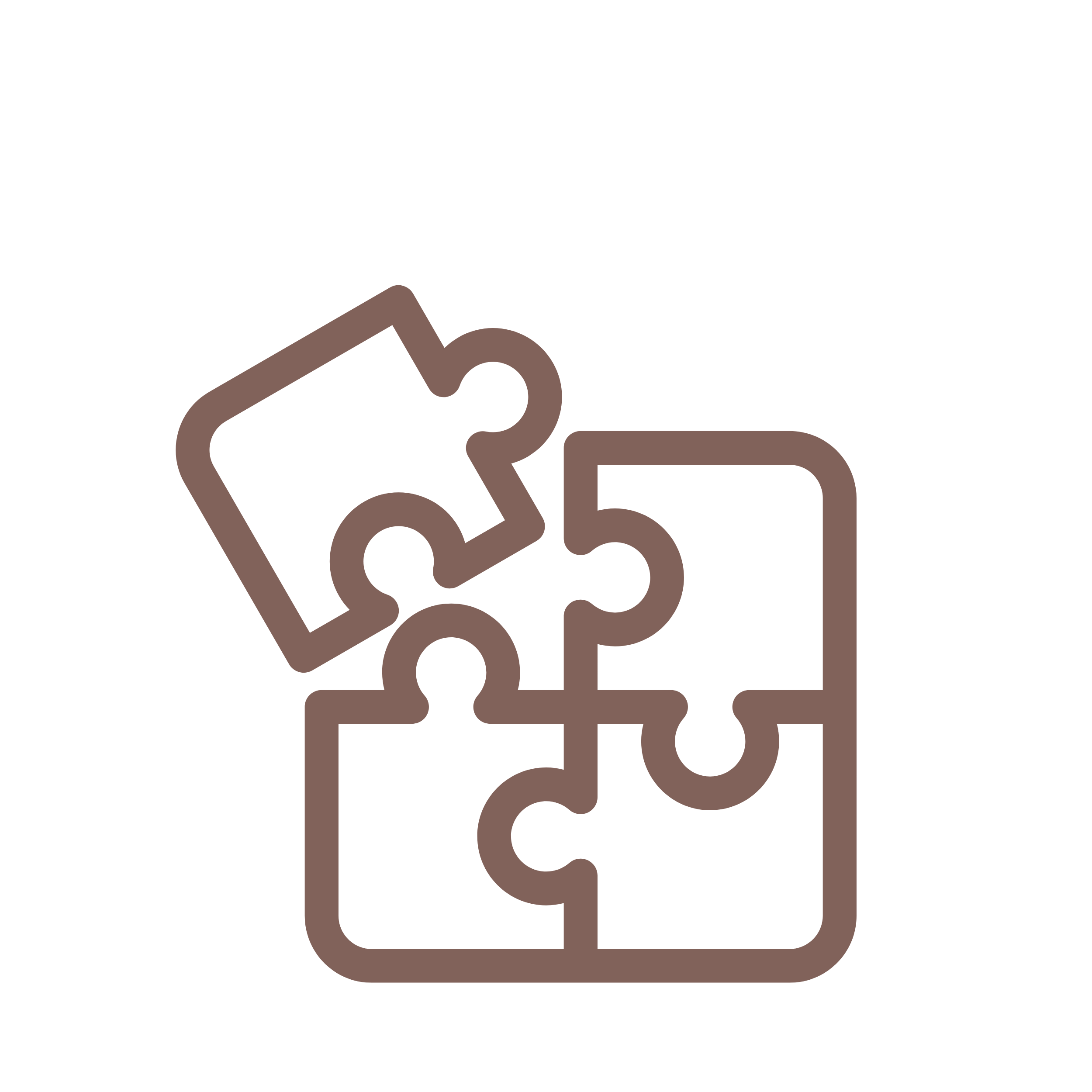 Black background with tan-colored abstract line drawing of a puzzle piece.