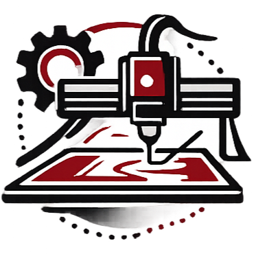 A CNC machine engraving a design on a material with a mechanical gear in the background.