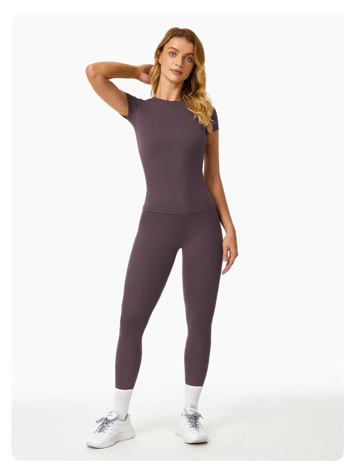 Fitted Short Sleeve Top and Leggings 2-Piece Set