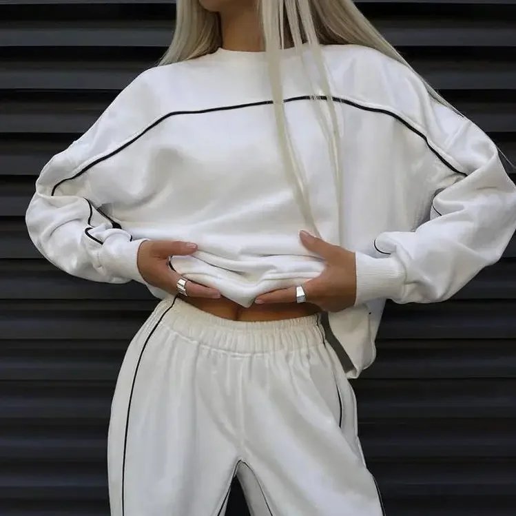 Casual Striped Jogger Pants Two-Piece Set