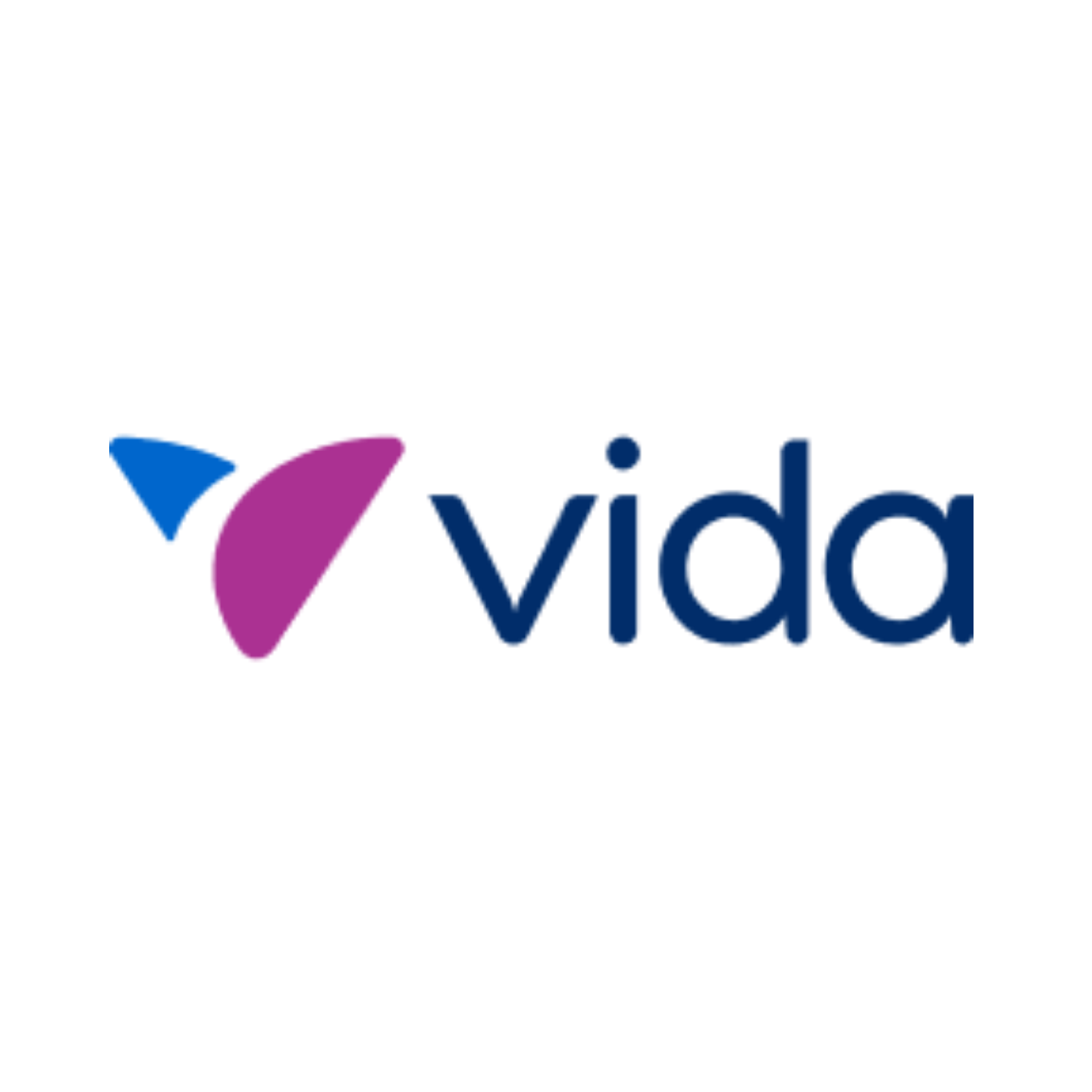 Colorful logo with black background and stylized text in blue and pink