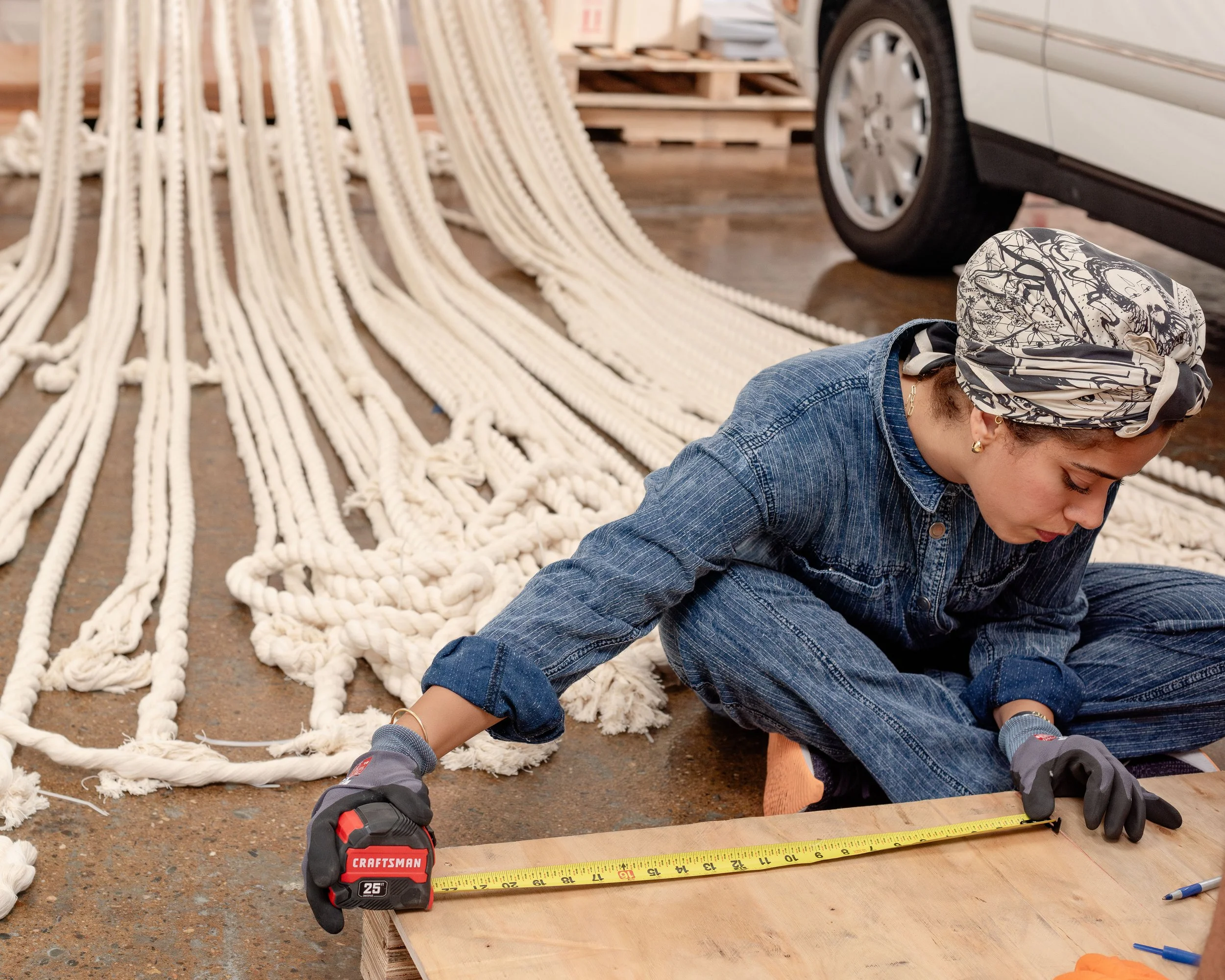 Artist Afra Al Dhaheri at work 