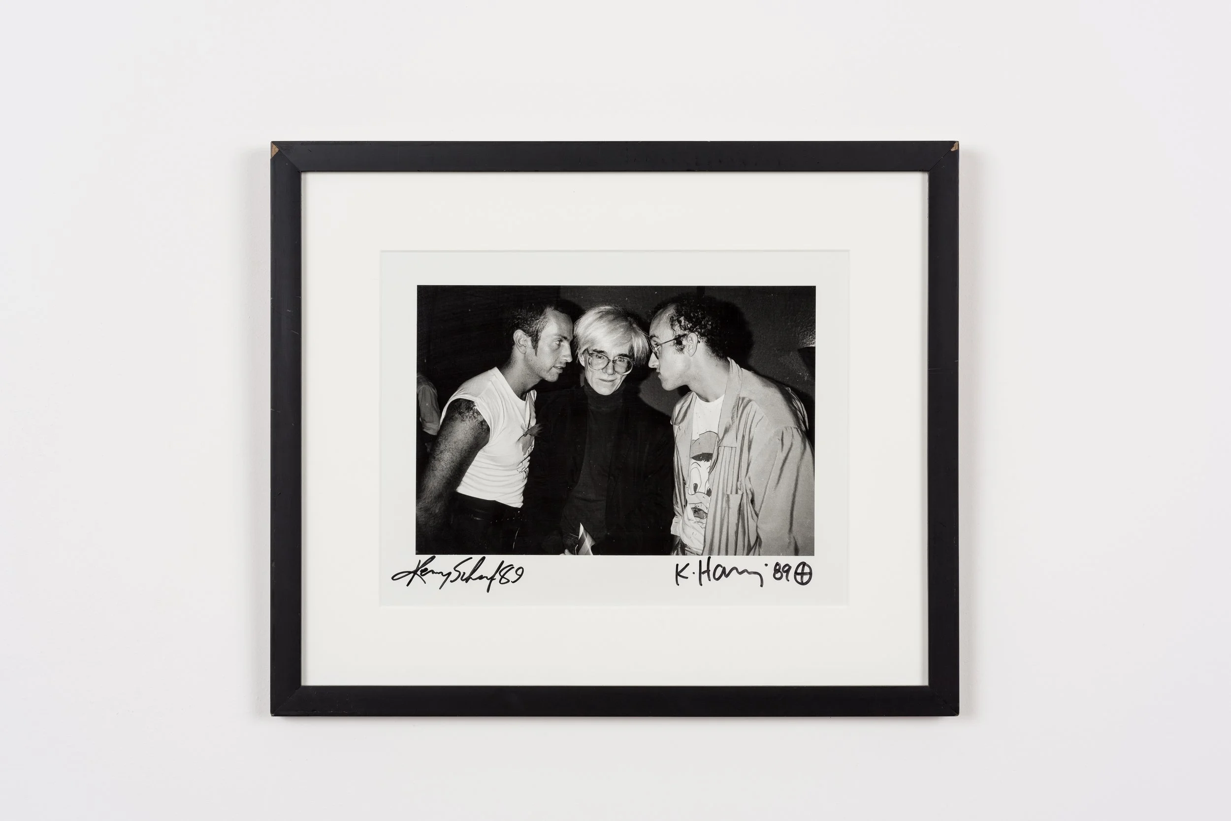 signed photograph of Kenny Scharf, Andy Warhol and Keith Haring