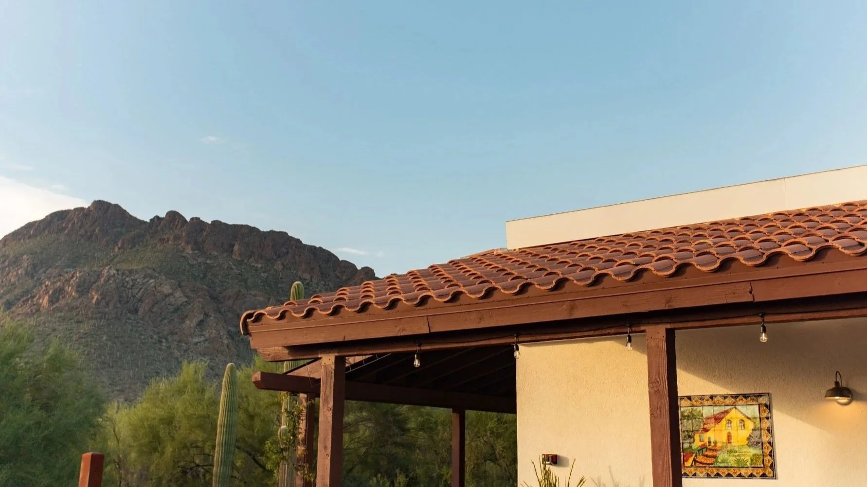 The Inn in front of Cat Mountain at golden hour