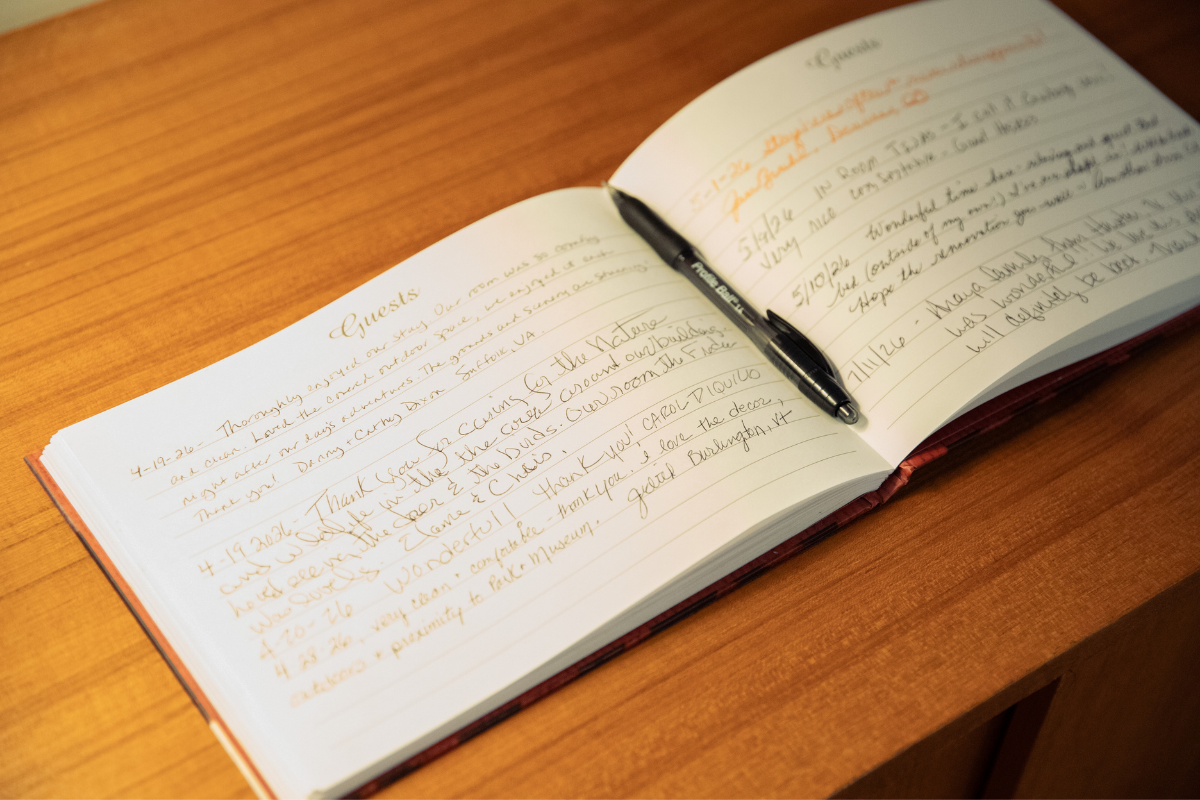 Handwritten notes left in the guest book at The Inn