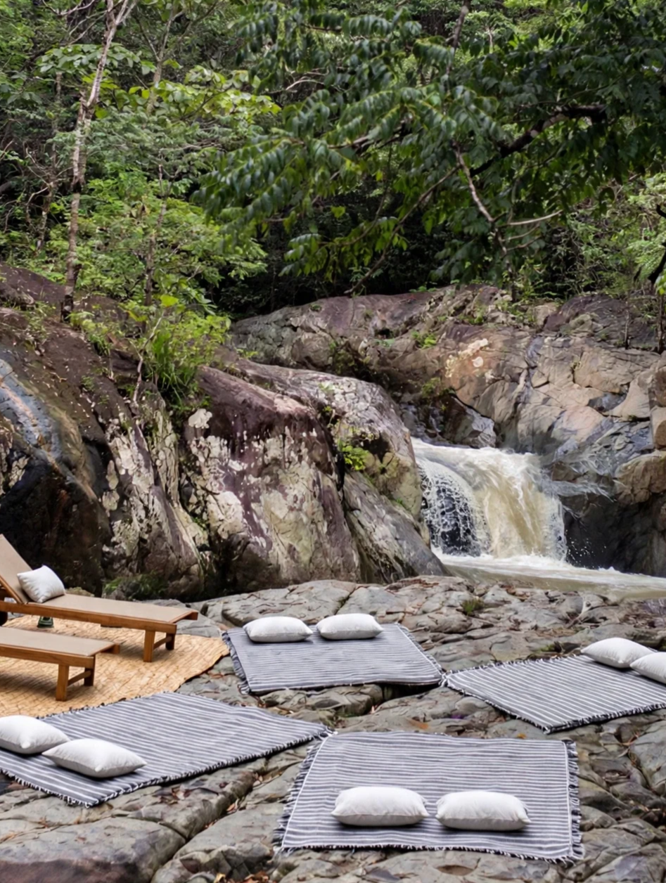 Local blankets and mats for guest comfort in the Sound Ceremony with Medicine Woman.