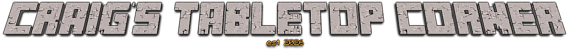 3D-geschriebener Text 'Craig's Table Top Corner' mit Untertitel 'est 2006' auf pixeligem Hintergrund.
