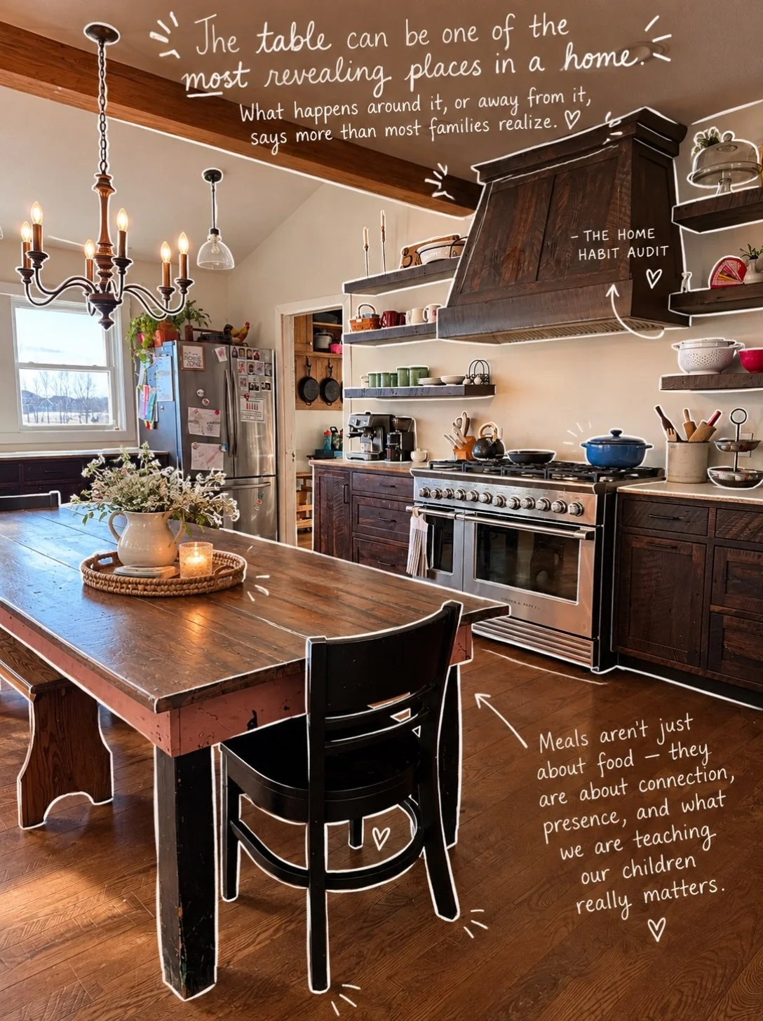 The table is the most honest mirror in your home.

Not the decor. Not the menu. The table shows you what your family&rsquo;s habits actually are, rushed and scattered, or gathered and present. And kids? They believe whatever the table teaches them.

