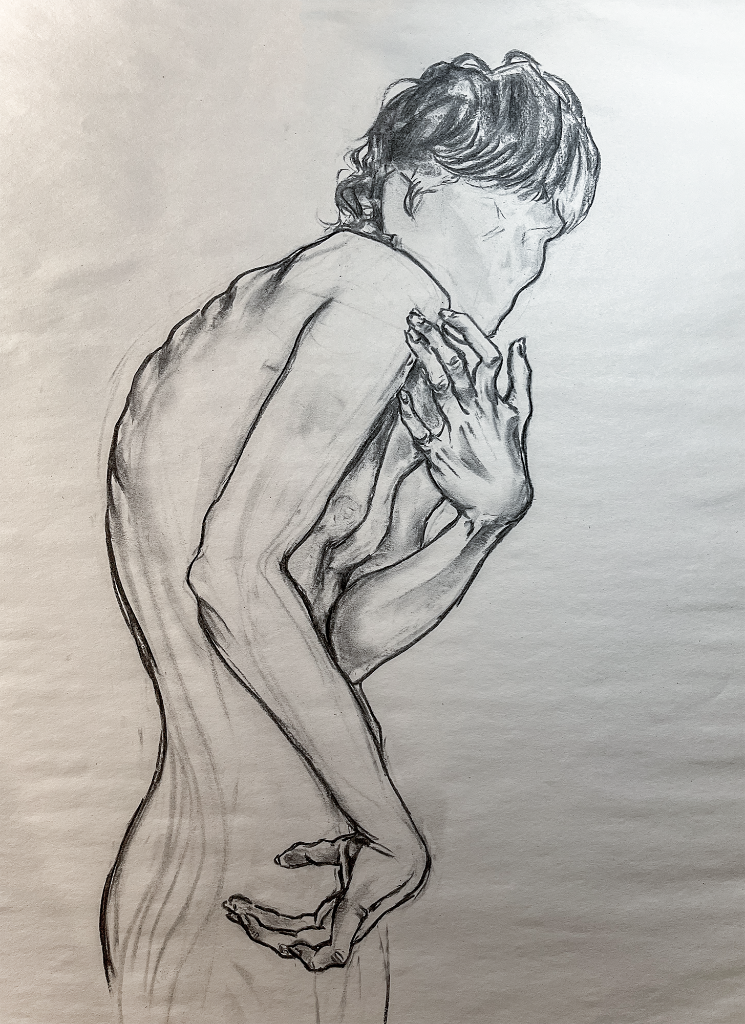 Pre-Op Study, Vine Charcoal on Newsprint, 36 x 24in., 2023