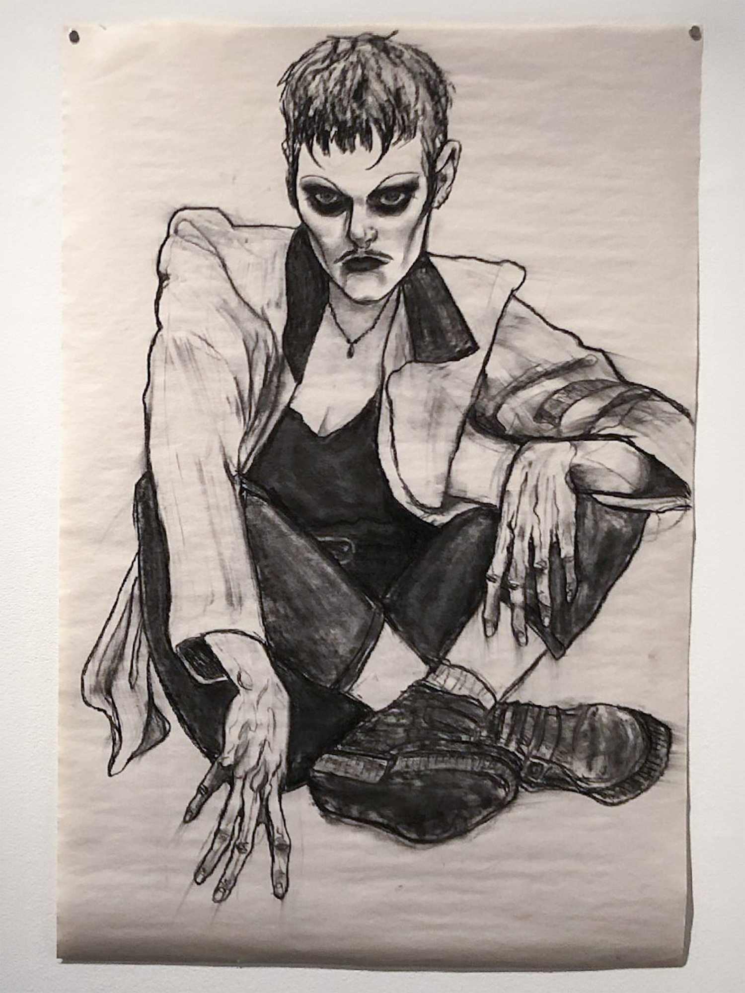 Androgyne II, Vine Charcoal on Newsprint, 36 x 24in., 2021