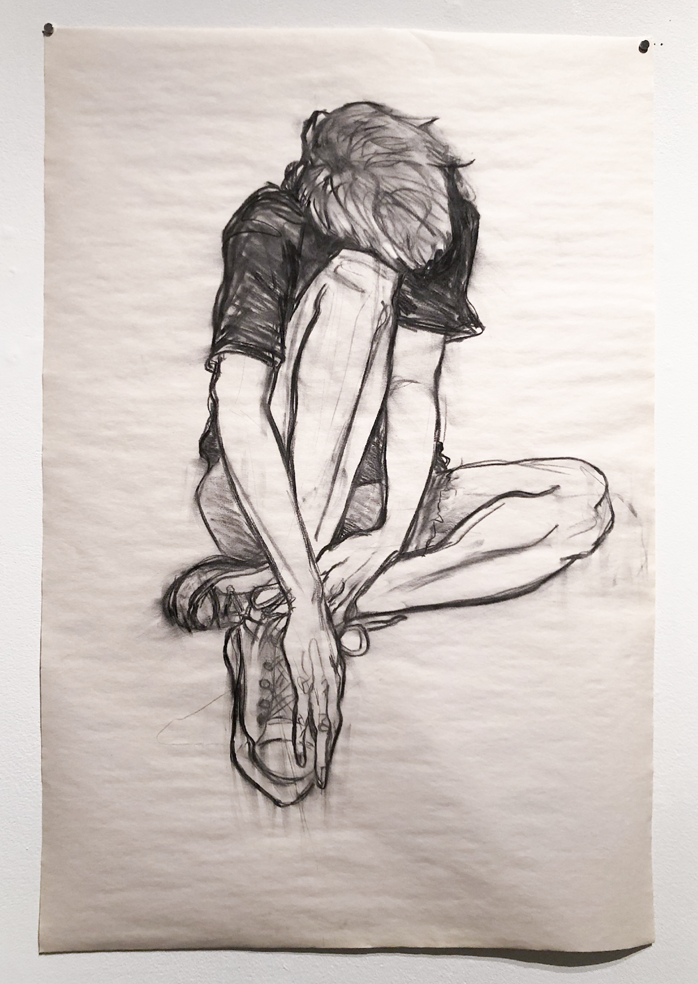 Isolation, Vine Charcoal on Newsprint, 36 x 24in., 2021