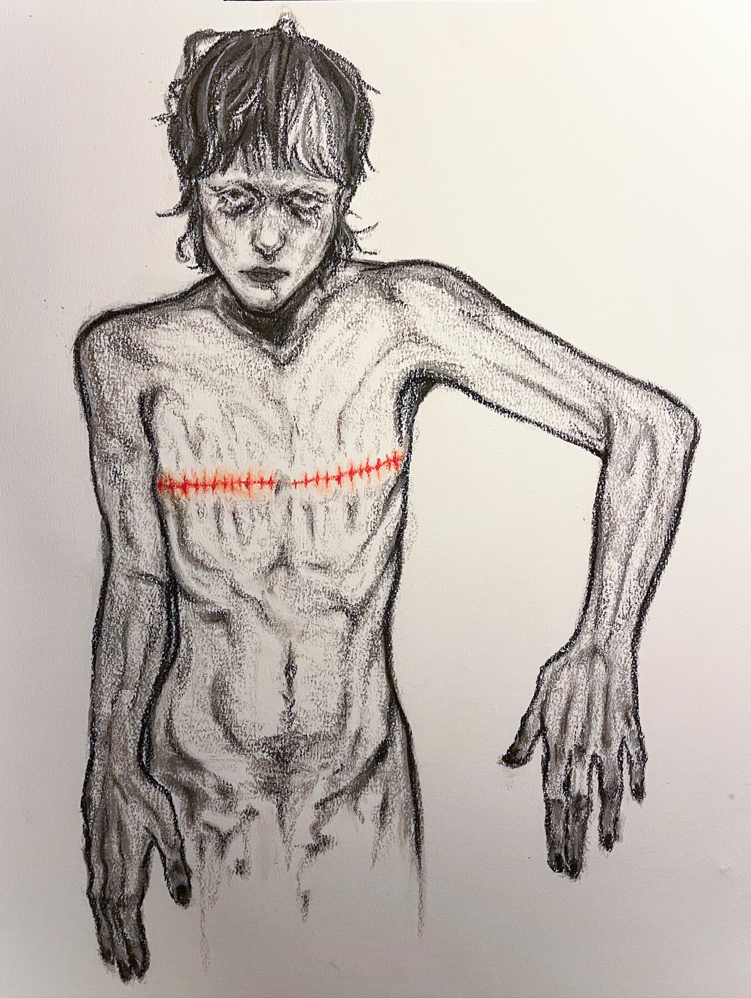 Uncovering, Charcoal and Chalk Pastel, 30 x 22in., 2024