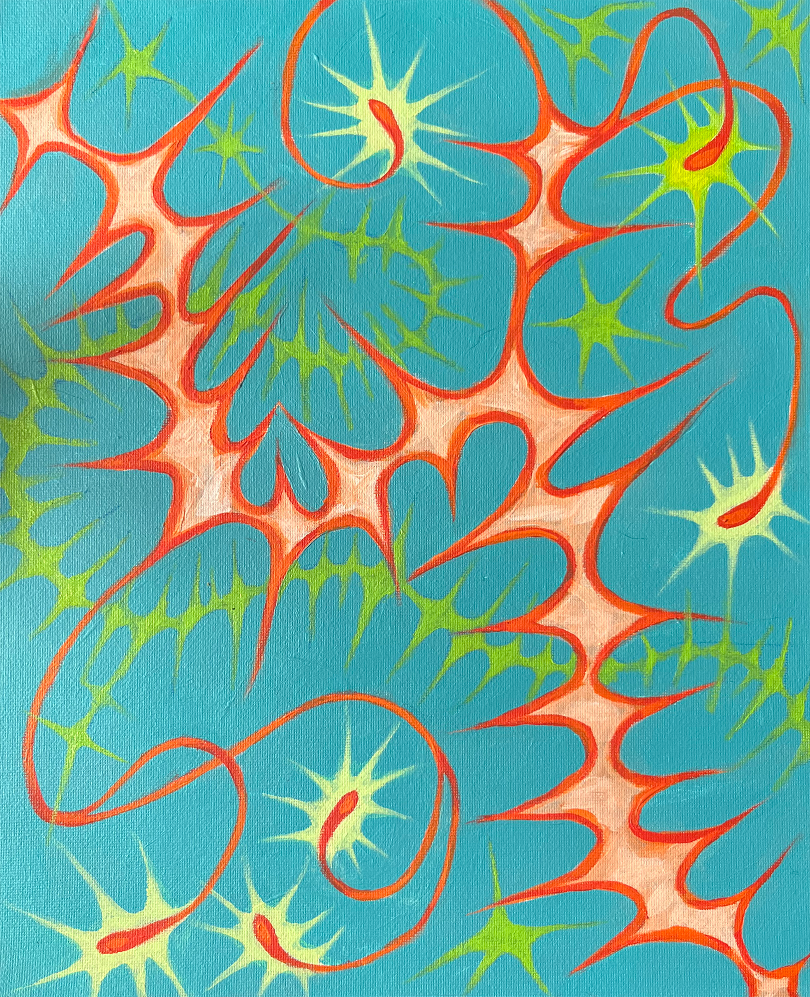 Star Chains, Acrylic on Canvas Pad, 16 x 12in., 2024