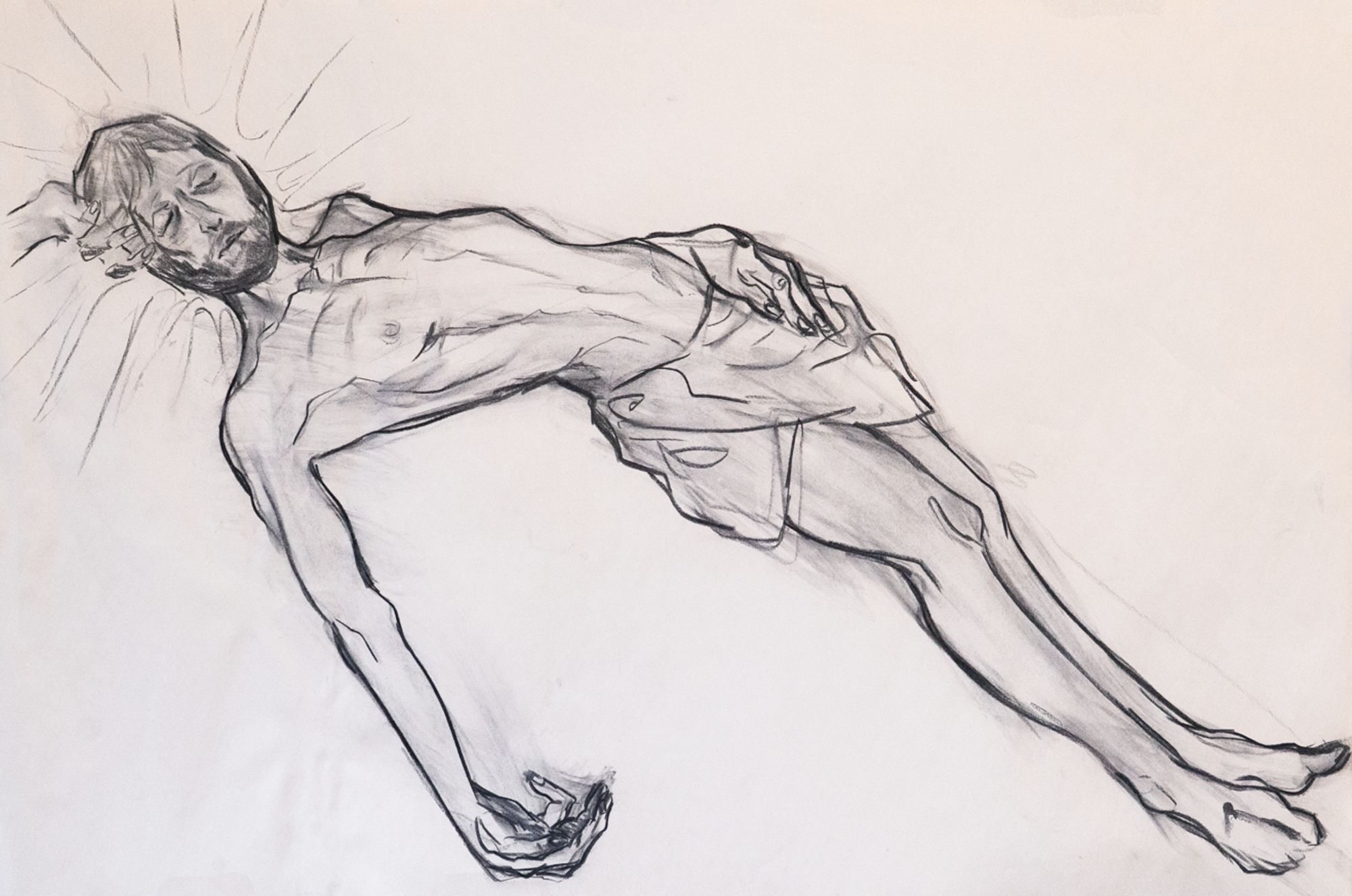 Christ Study for The Saint Agatha Procedure, Vine Charcoal on Newsprint, 24 x 36in., 2023
