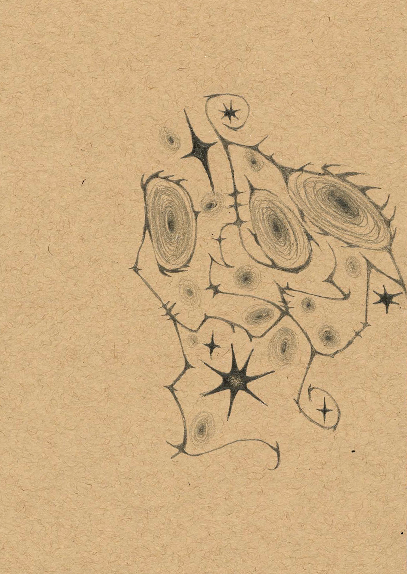 Whims, Graphite on Toned Tan Paper, 8.5 x 5.5in., 2023