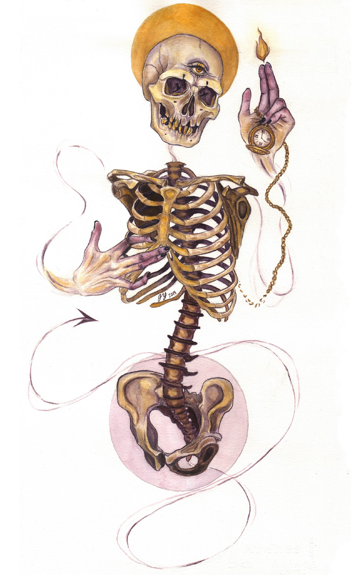 Memento Mori, Watercolor on Paper, 20 x 13in, 2019