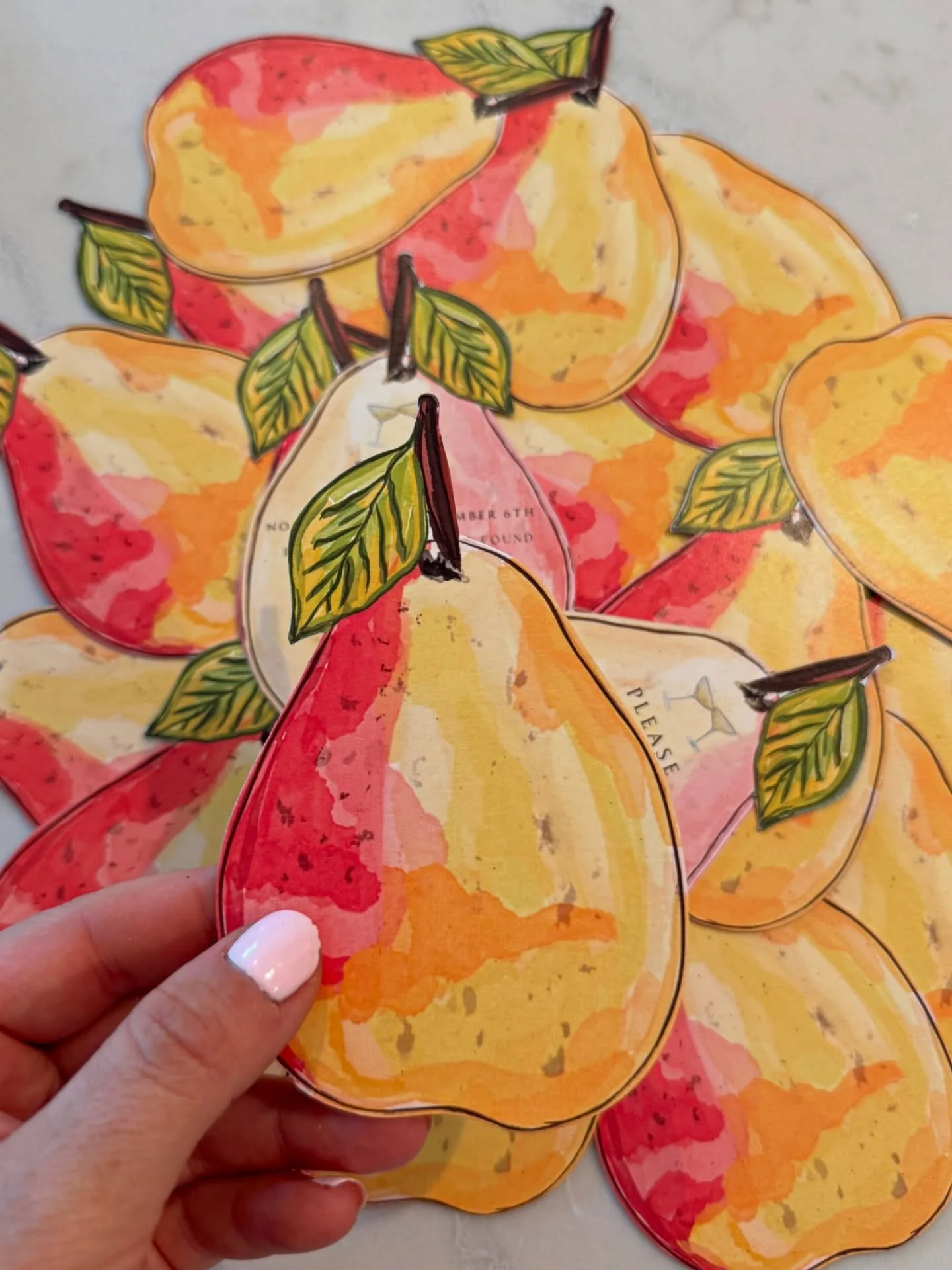 RSVP-ing is better when it&rsquo;s on a pear 🍐❤️💛🥂